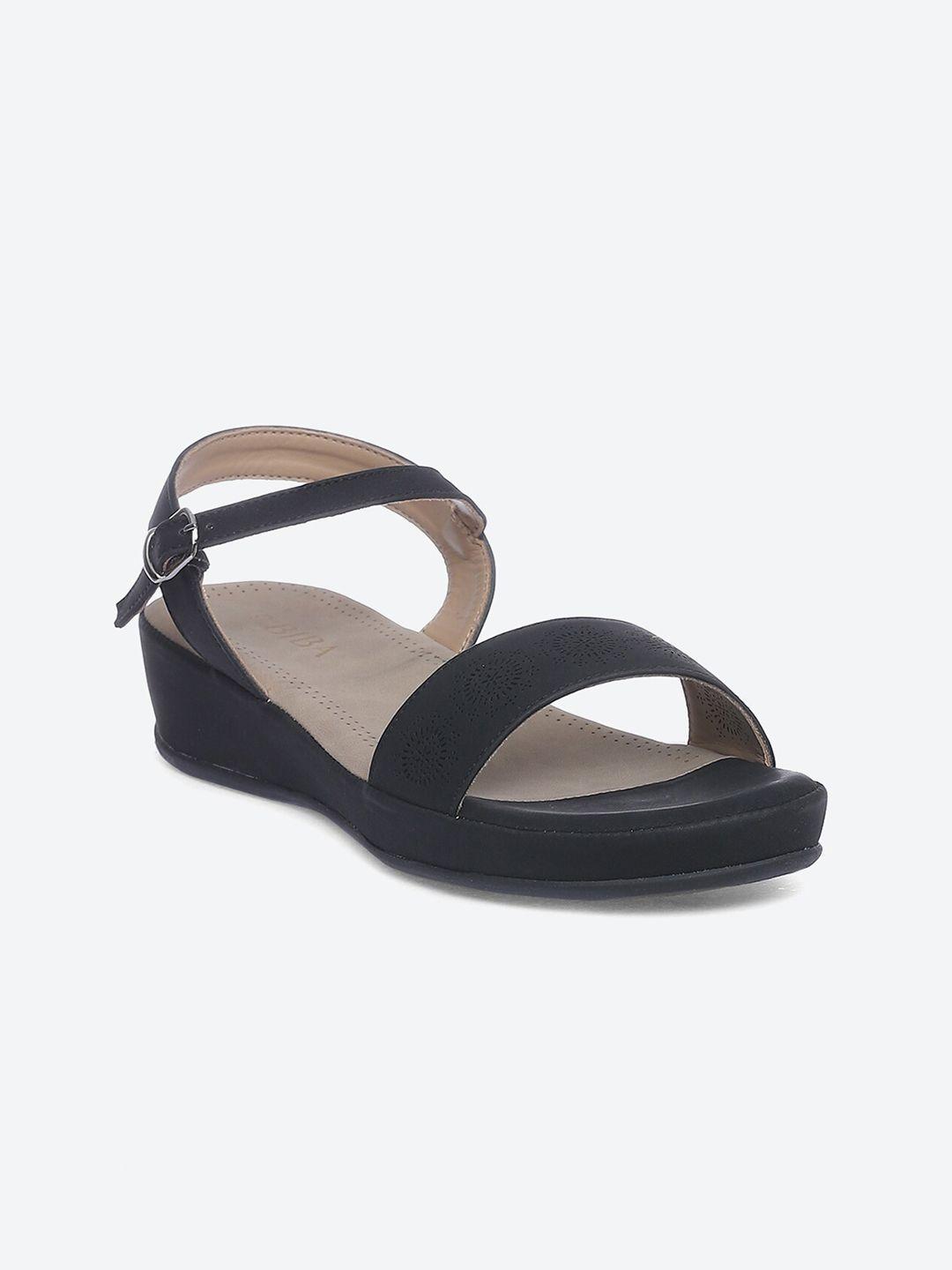 biba women solid black sandals