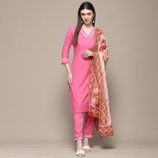 biba women textured kurta set