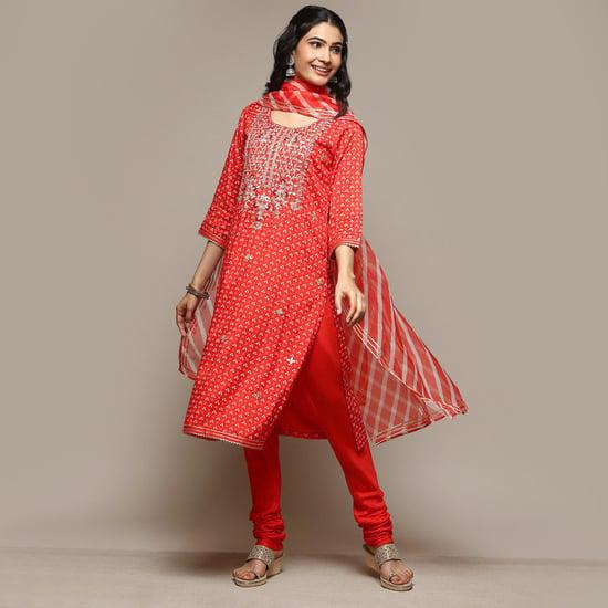 biba women zari-embroidered straight kurta set