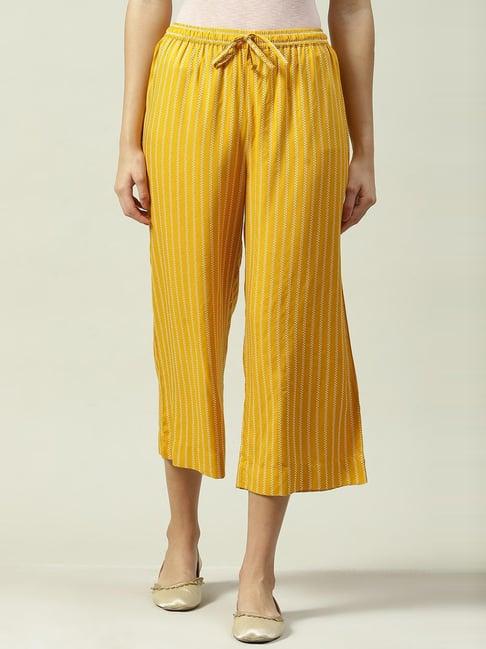 biba yellow cotton striped pants