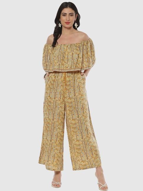 biba yellow printed jumpsuit