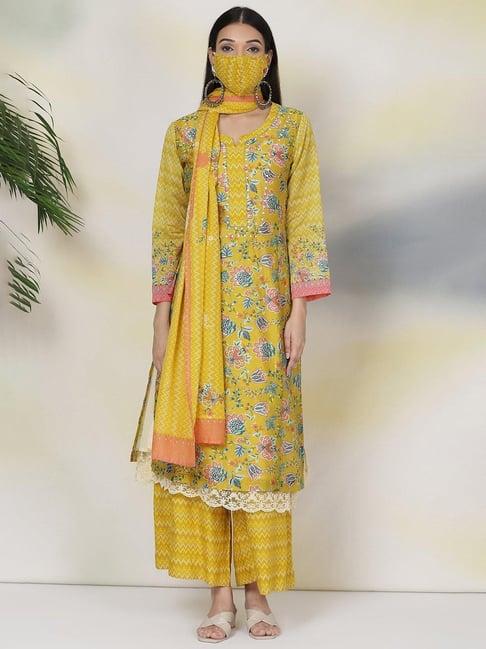 biba yellow printed suit set