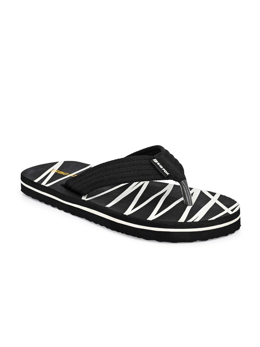 big fox men black & white printed thong flip-flops