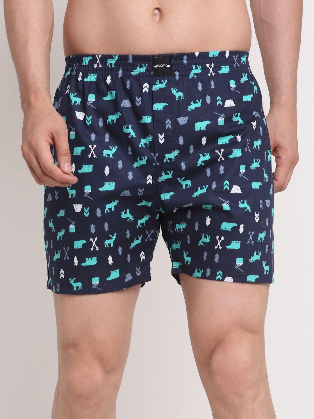 big fox men blue printed pure cotton boxers bx_033_d blue_s-dark blue