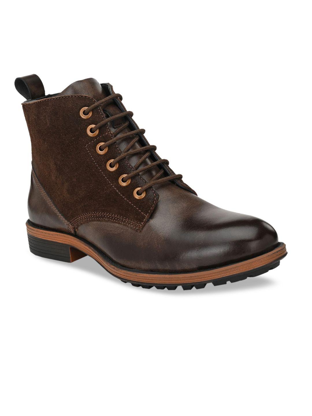 big fox men brown solid synthetic mid-top flat boots
