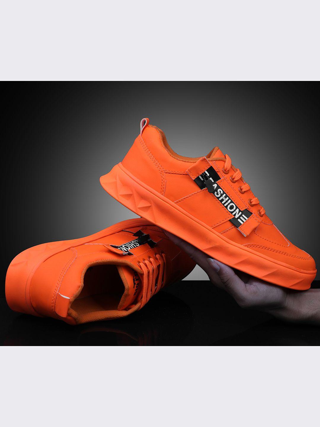 big fox men orange lace-ups sneakers