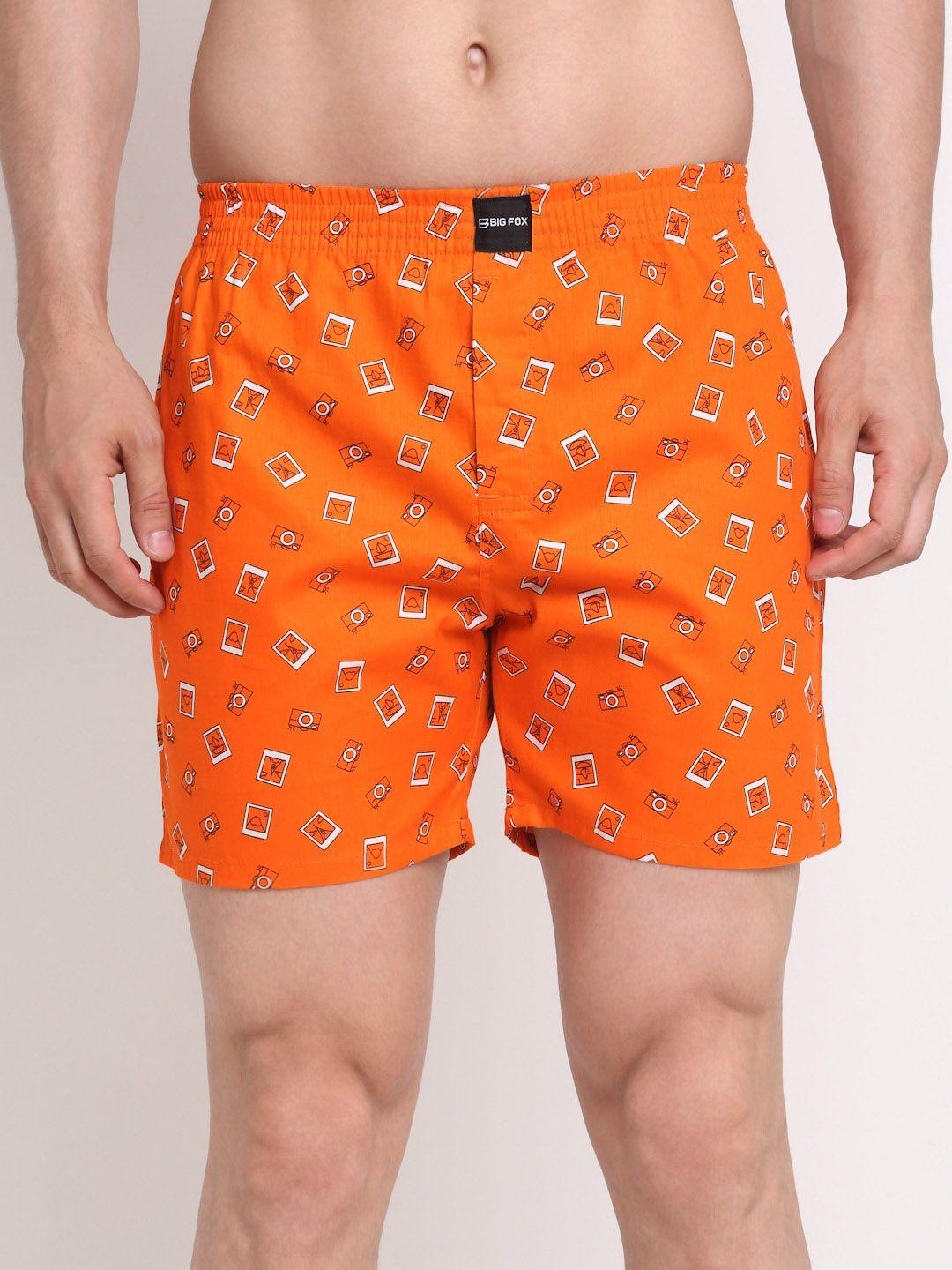 big fox men orange printed pure cotton boxers