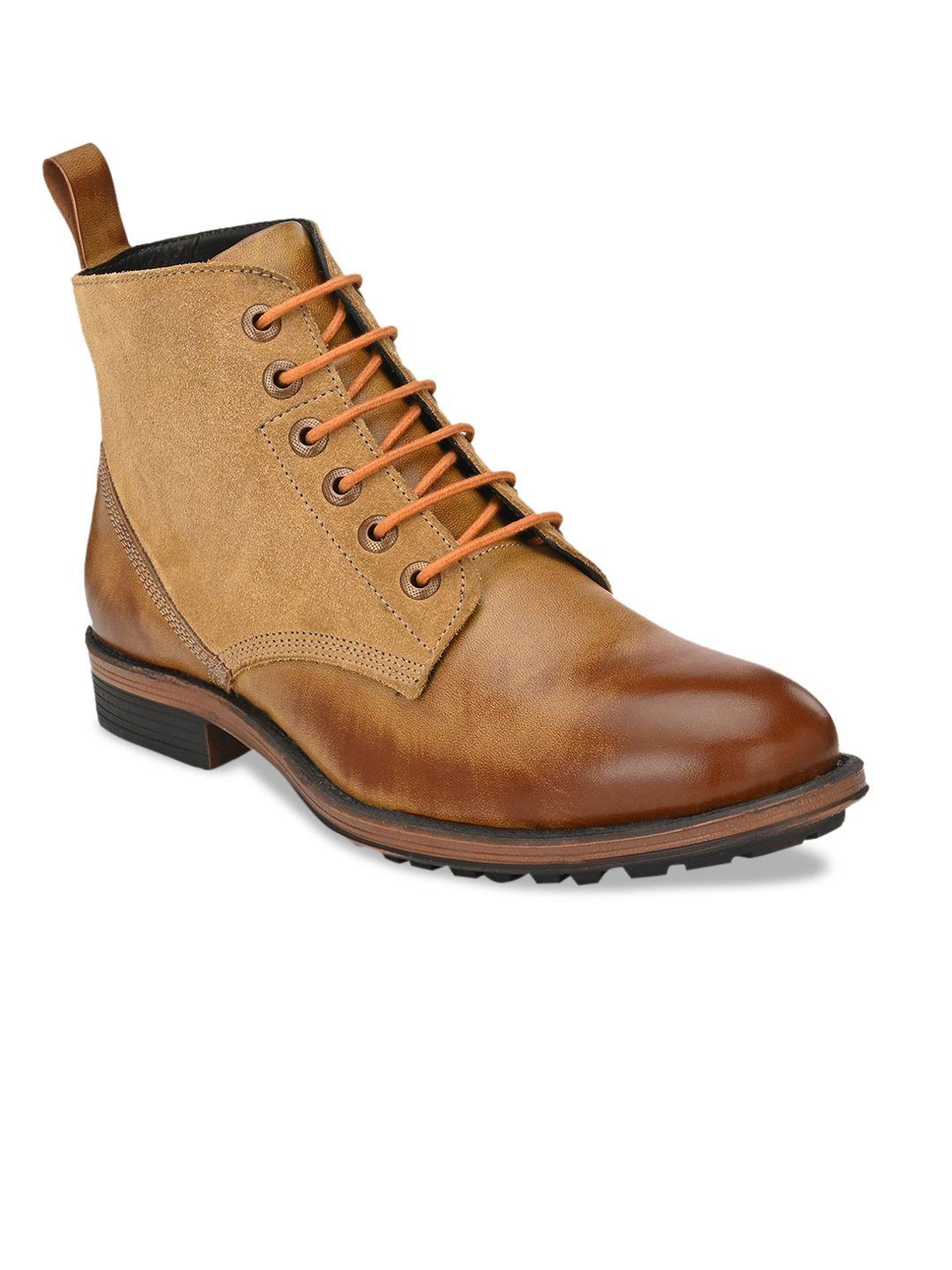 big fox men tan brown solid synthetic mid-top flat boots
