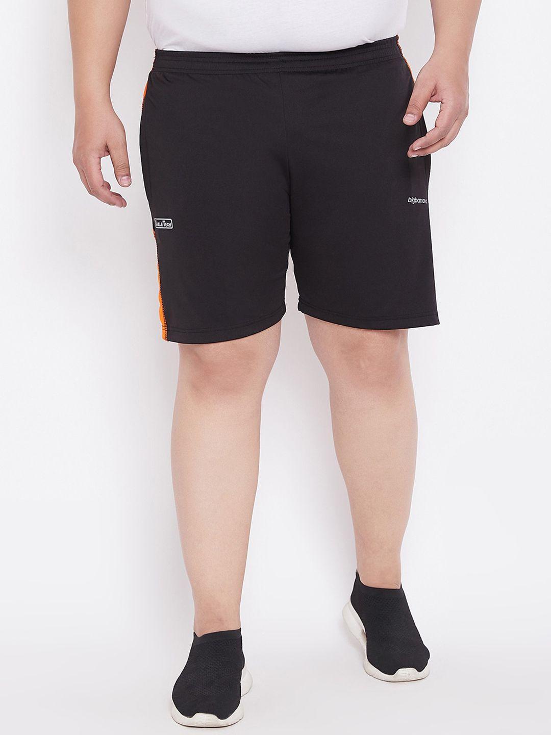 bigbanana men black solid regular fit sports shorts
