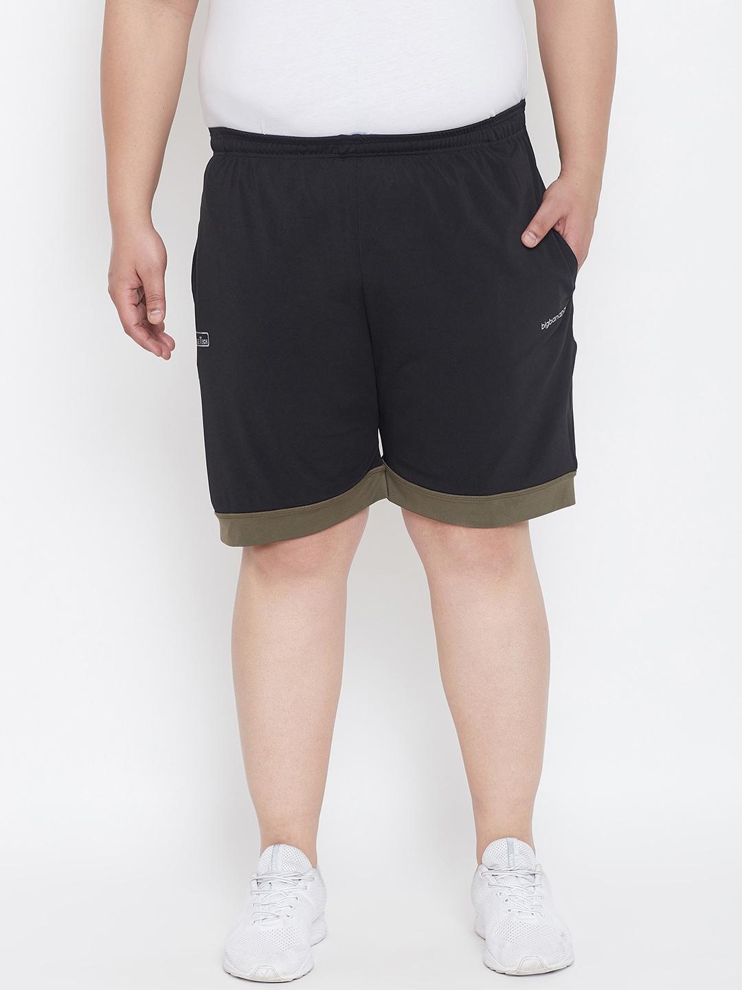 bigbanana plus size men black solid regular fit regular shorts