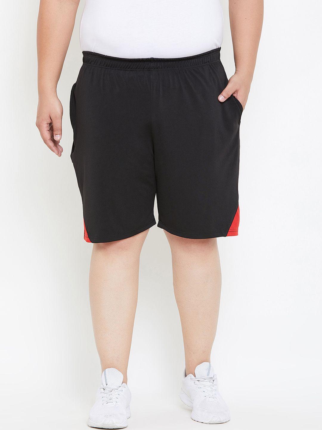 bigbanana plus size men black solid regular fit sports shorts