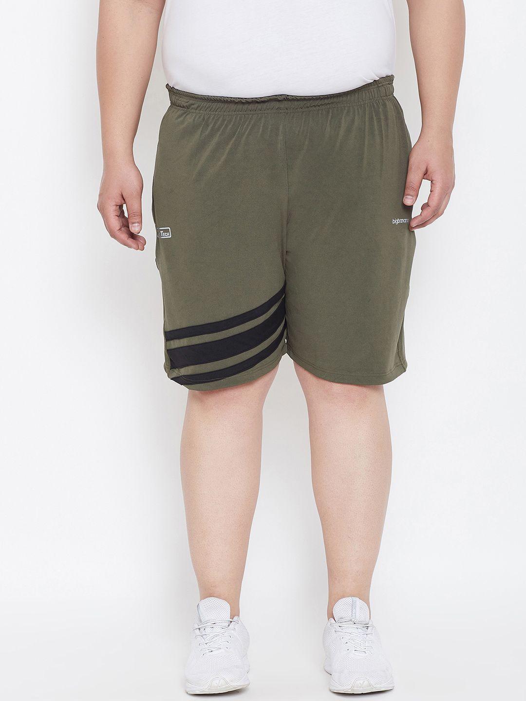 bigbanana-plus-size-men-olive-green--black-striped-anti-microbial-regular-fit-regular-shorts
