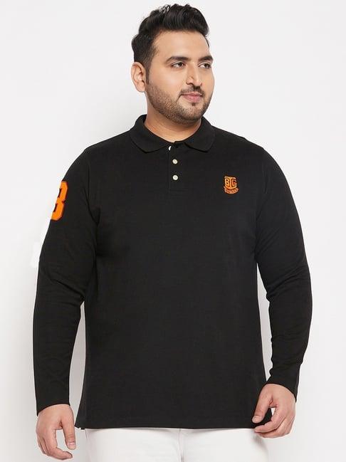 bigbanana black cotton regular fit plus size polo t-shirts