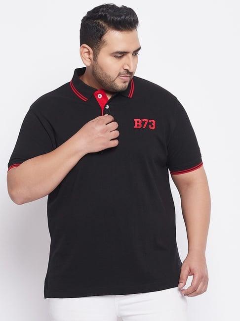 bigbanana black cotton regular fit plus size polo t-shirts