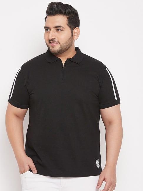 bigbanana black cotton regular fit plus size polo t-shirts