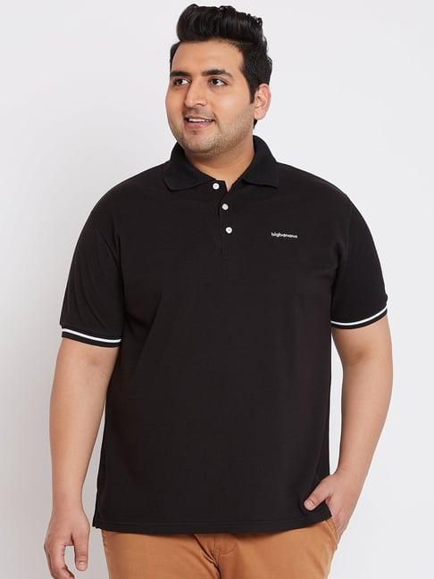 bigbanana black cotton regular fit polo t-shirt