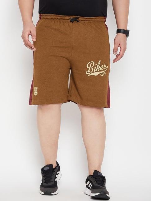 bigbanana brown regular fit printed shorts