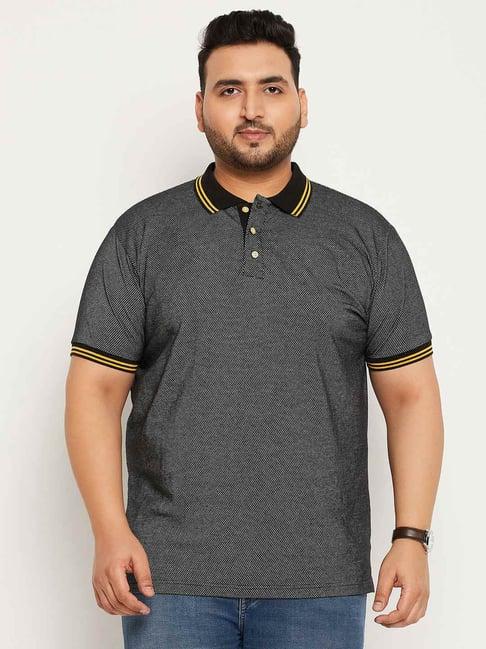 bigbanana charcoal cotton regular fit texture polo t-shirt