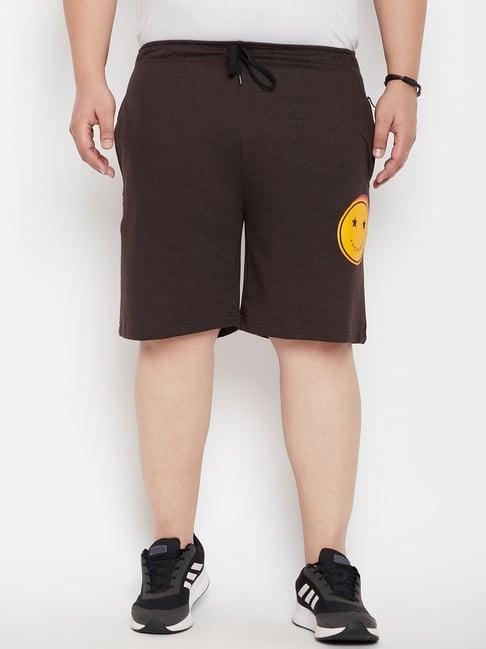 bigbanana dark brown regular fit printed shorts