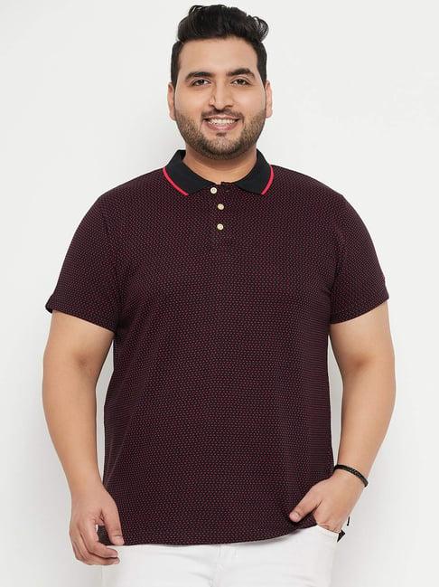 bigbanana dark red regular fit texture polo t-shirt