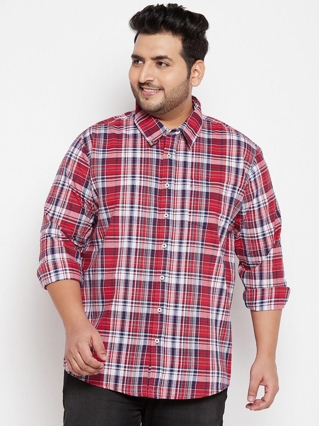 bigbanana kartoo men plus size tartan checks pure cotton casual shirt