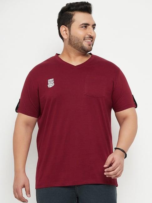 bigbanana maroon cotton regular fit t-shirt