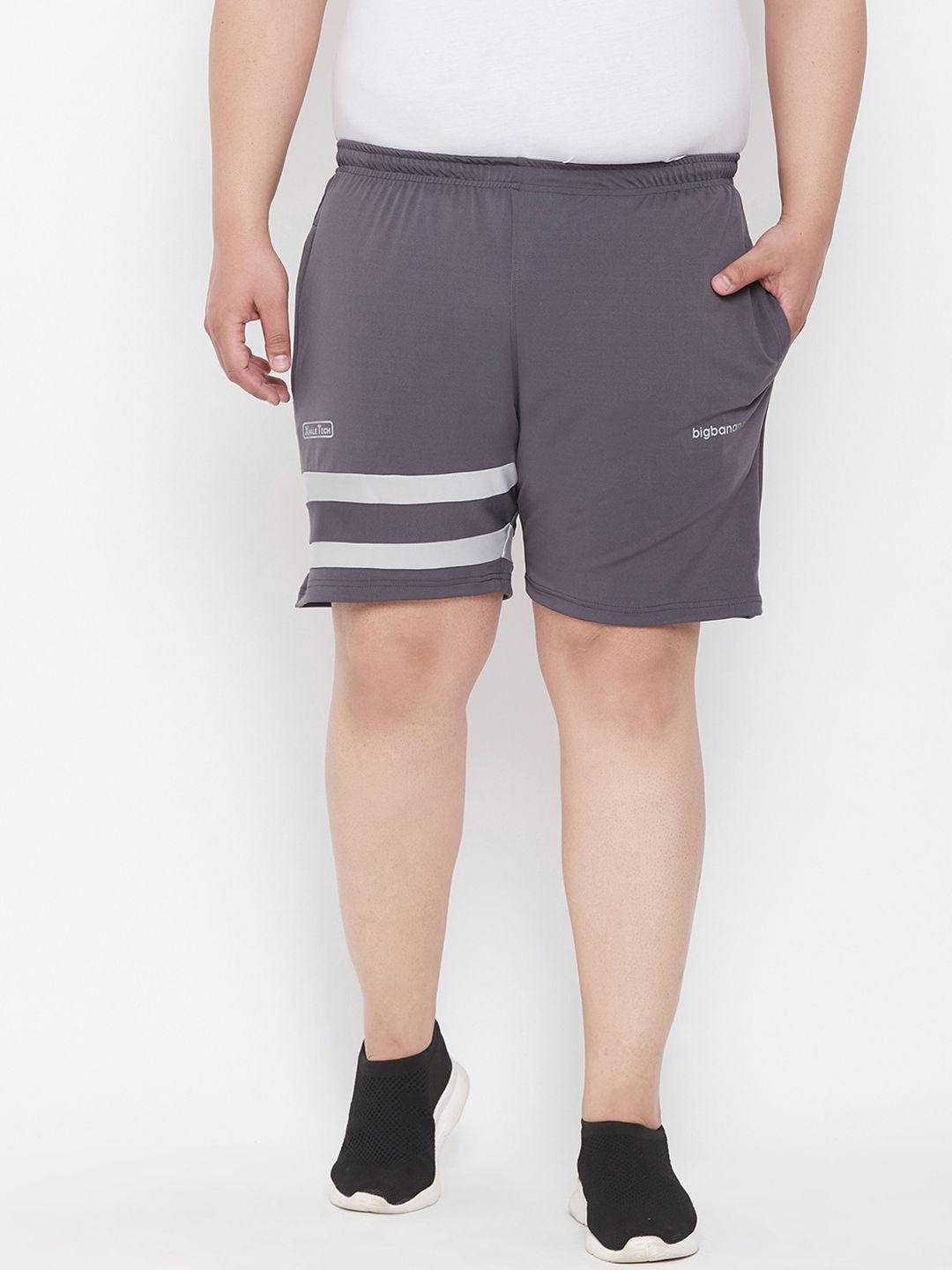 bigbanana men grey striped regular fit shorts