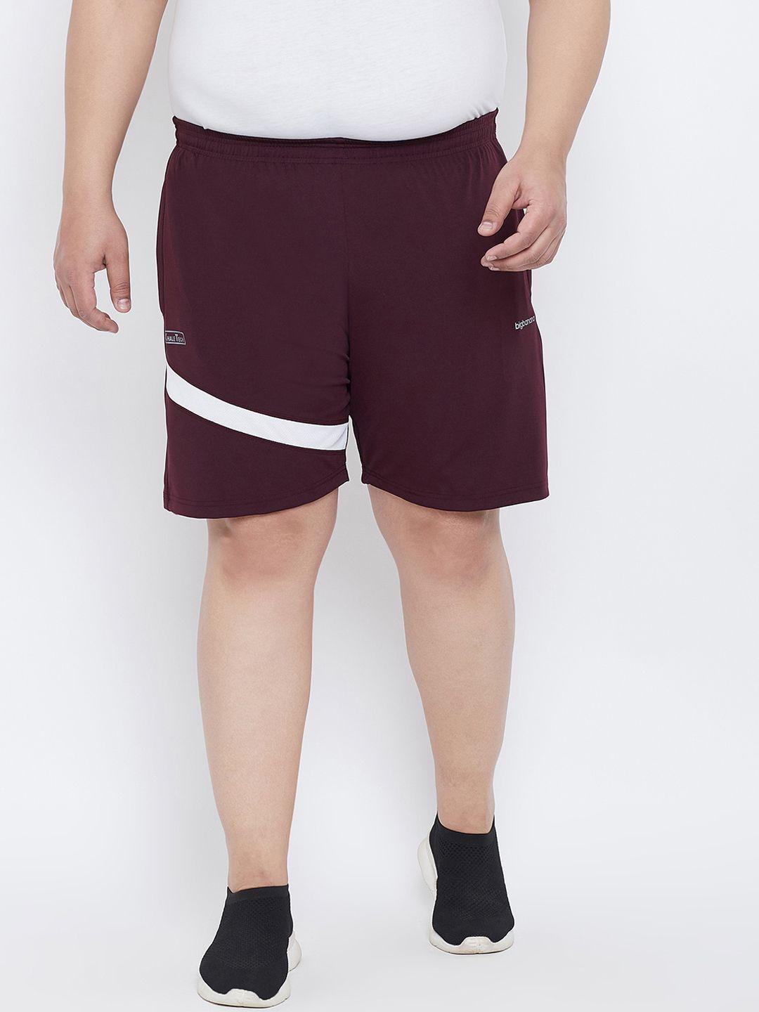 bigbanana men maroon solid regular fit sports shorts