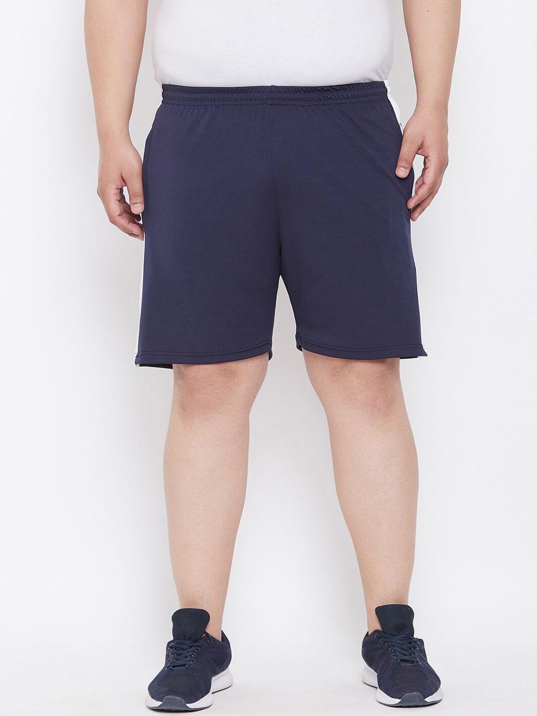 bigbanana men navy blue solid regular fit shorts