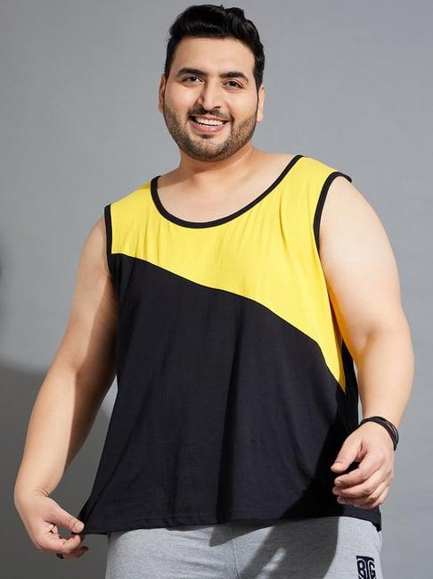 bigbanana men plus size black colorblock regular fit innerwear vest