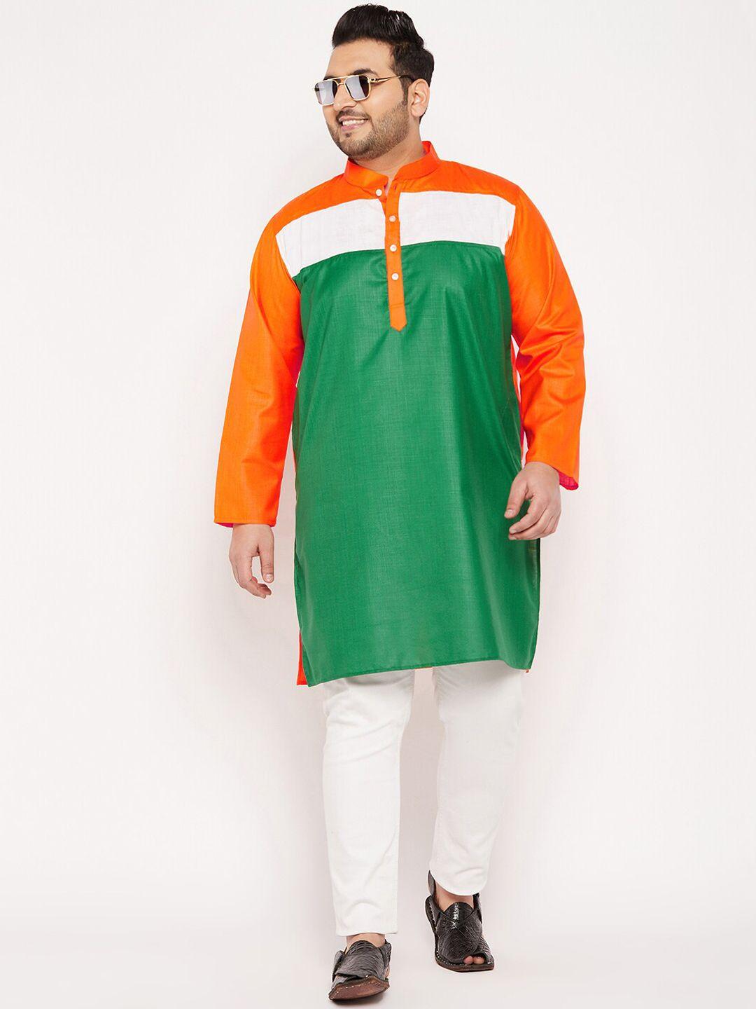 bigbanana men plus size colourblocked kurta