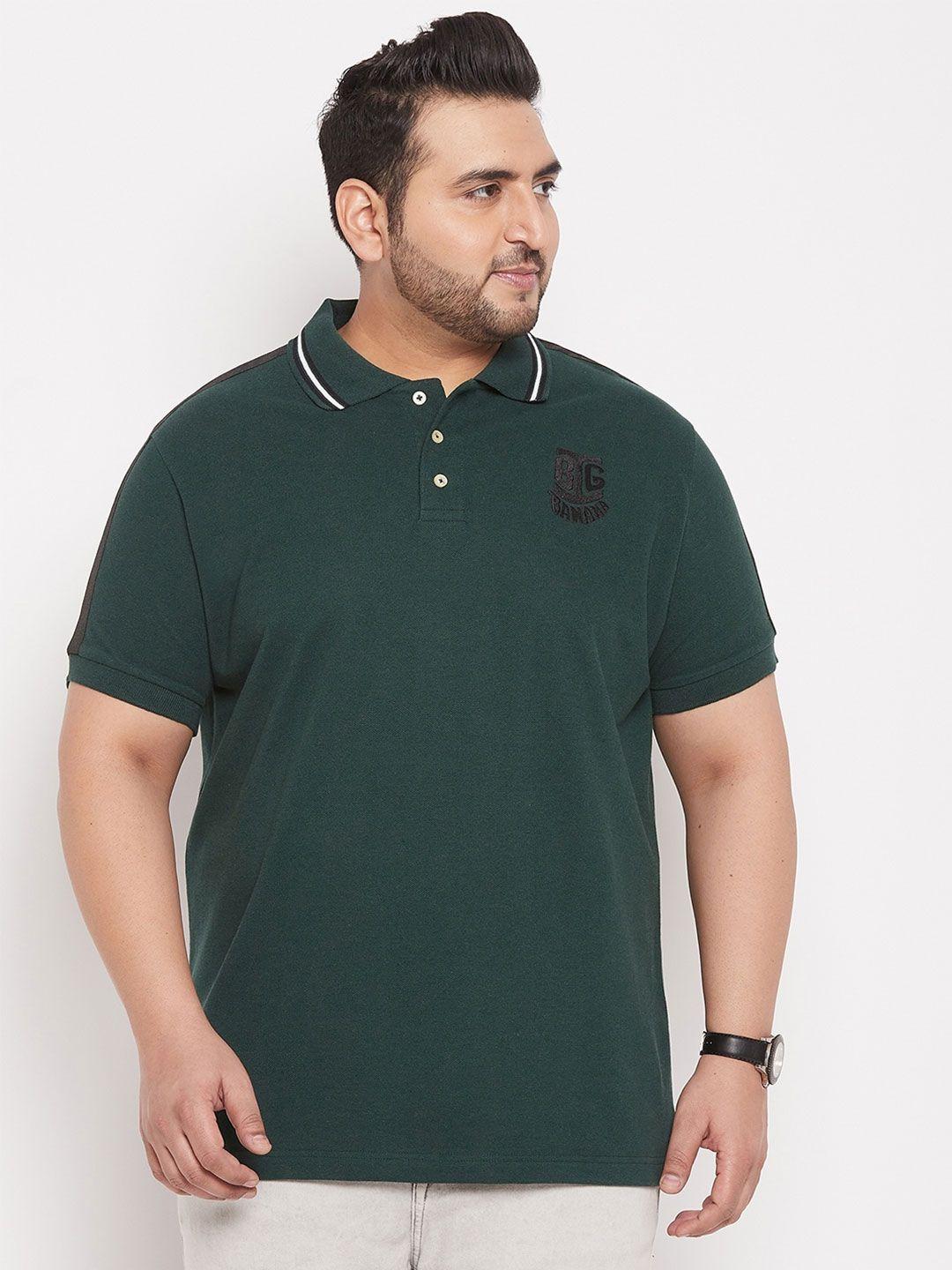 bigbanana men plus size green polo collar t-shirt