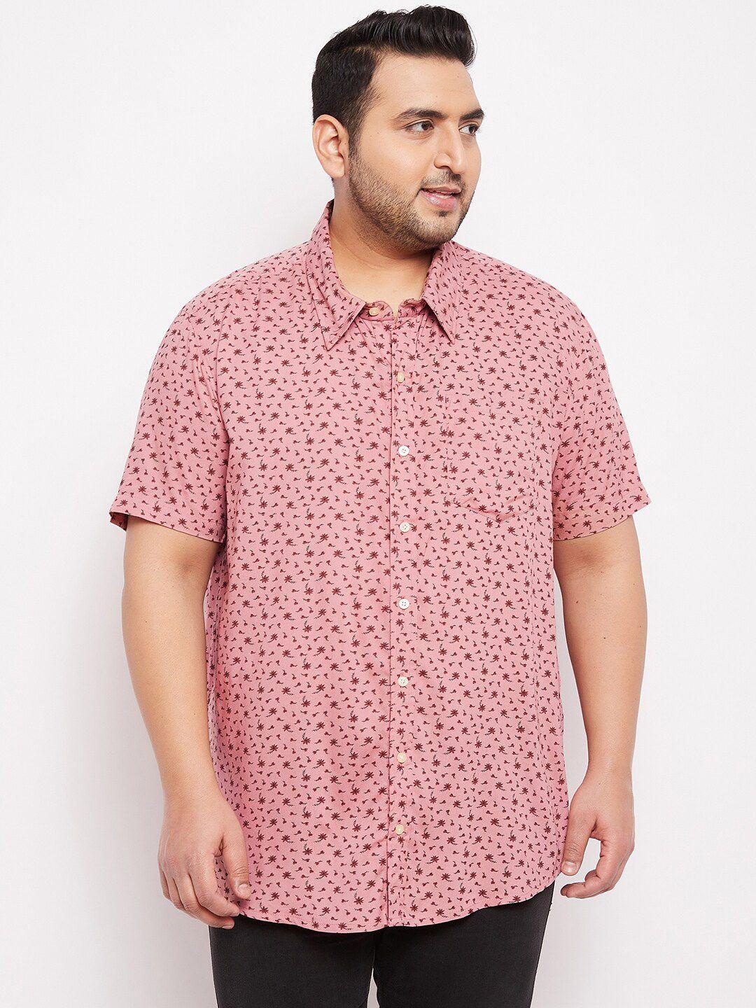 bigbanana men plus size peach classic printed casual shirt