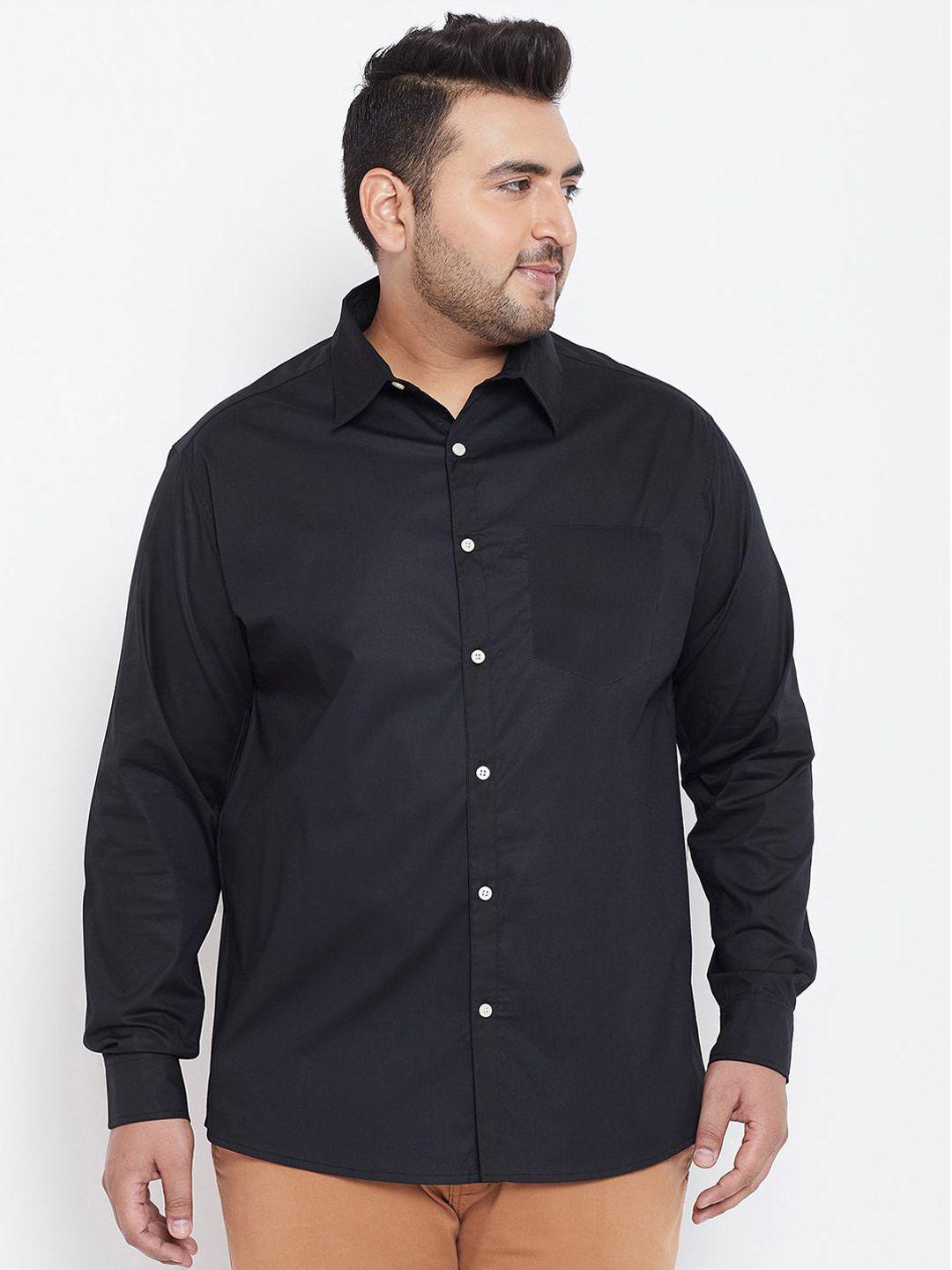 bigbanana men plus size solid black comfort casual shirt