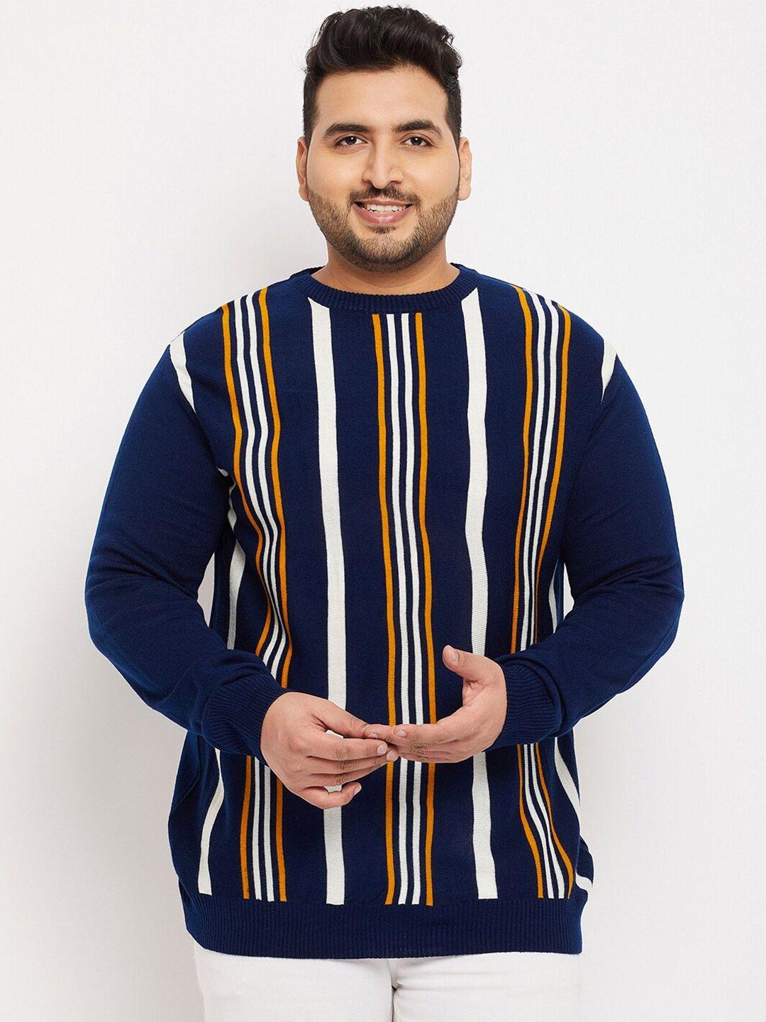 bigbanana men plus size striped acrylic pullover