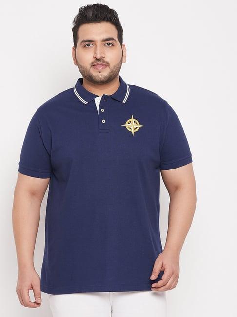 bigbanana mid navy cotton regular fit plus size polo t-shirts