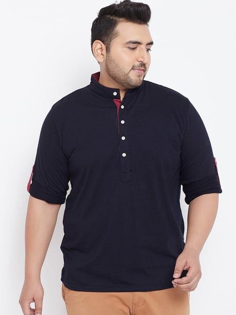 bigbanana navy blue cotton regular fit plus size t-shirts