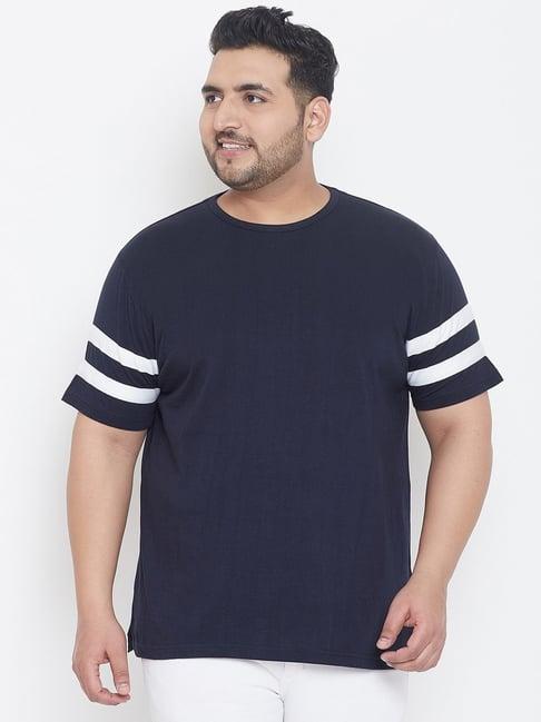 bigbanana navy cotton regular fit striped t-shirt