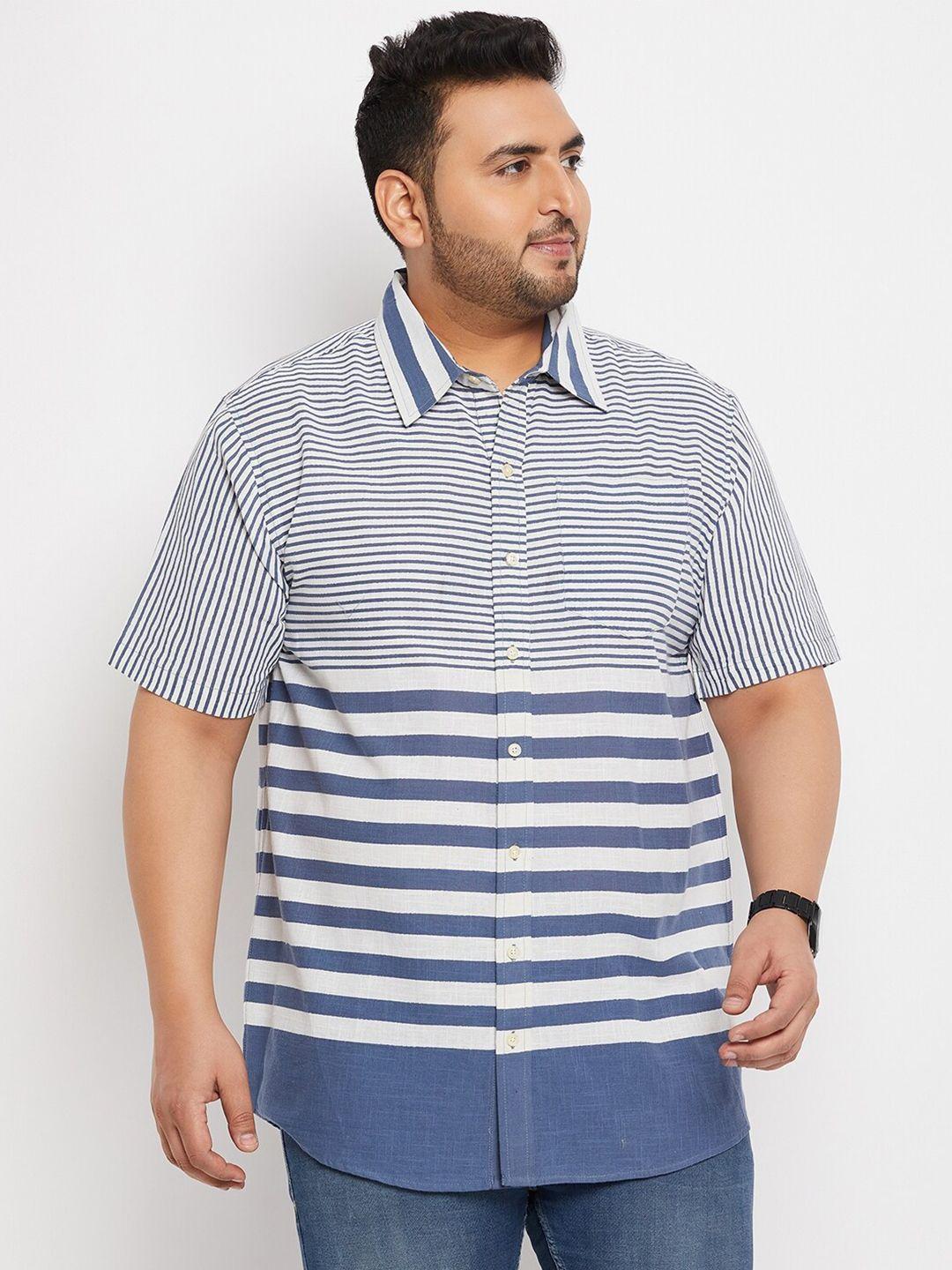 bigbanana plus size horizontal stripes pure cotton casual shirt