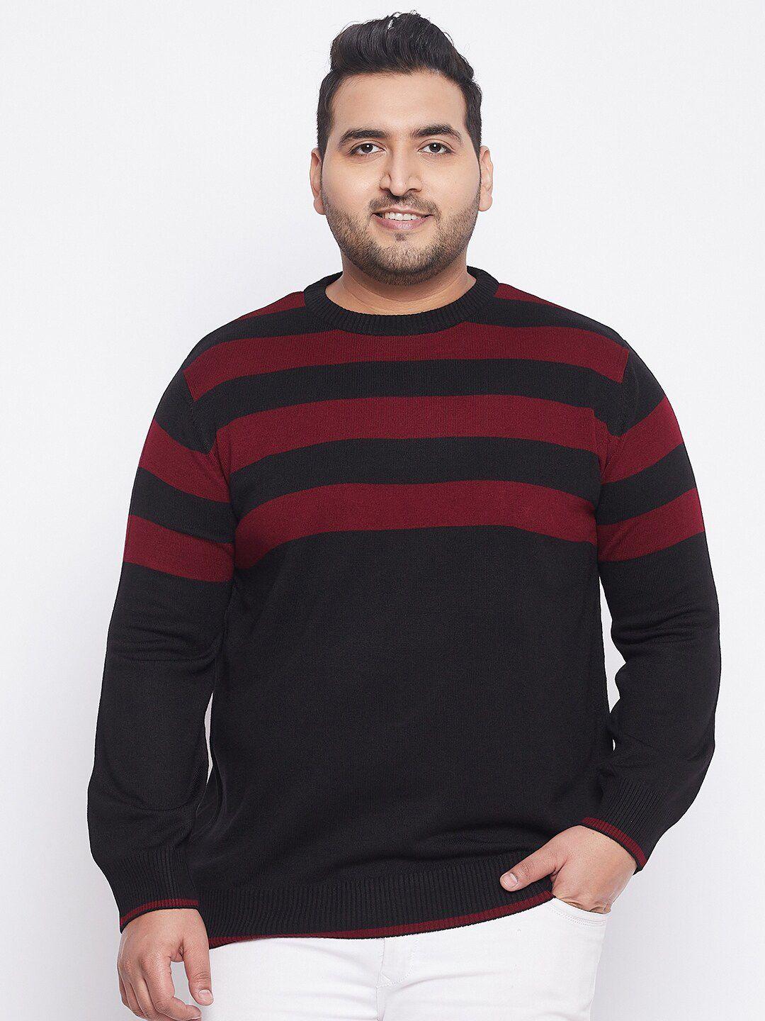 bigbanana plus size men black & red striped acrylic pullover