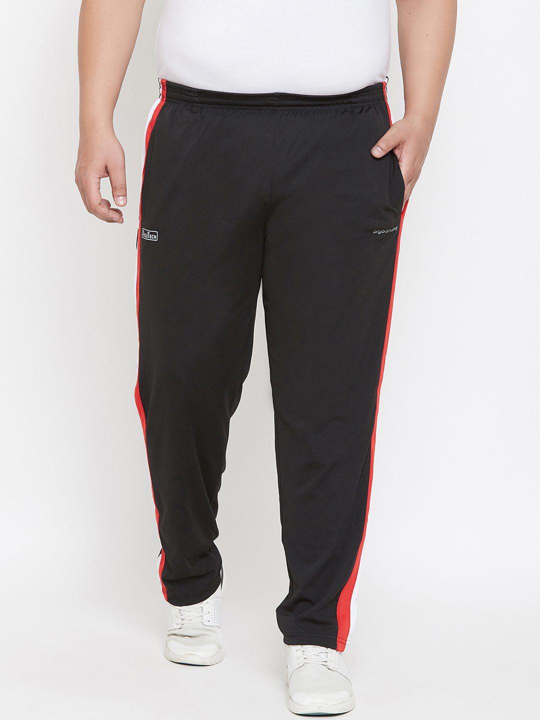 bigbanana plus size men black  white colourblocked straight-fit track pants