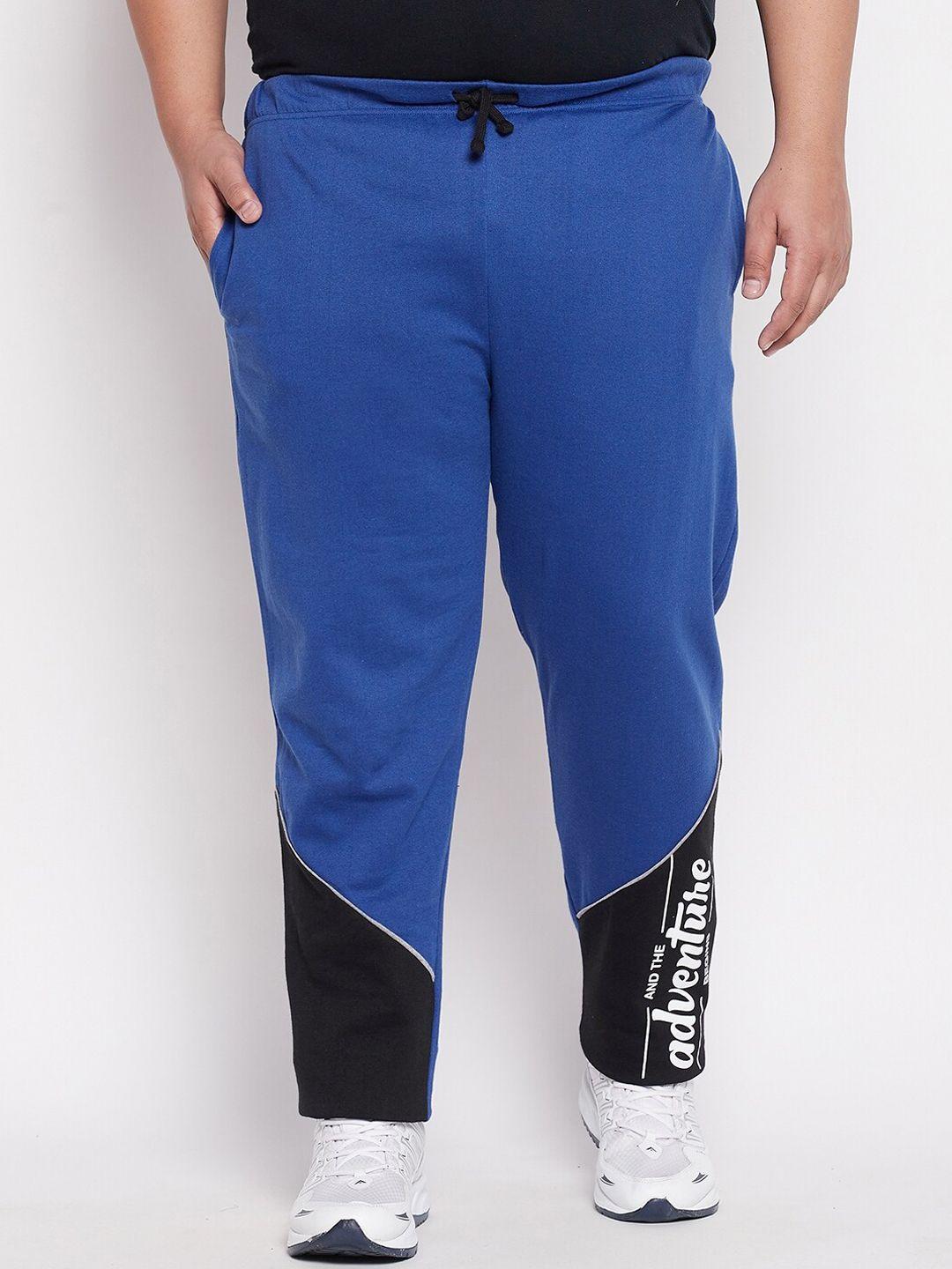 bigbanana plus size men blue solid track pants