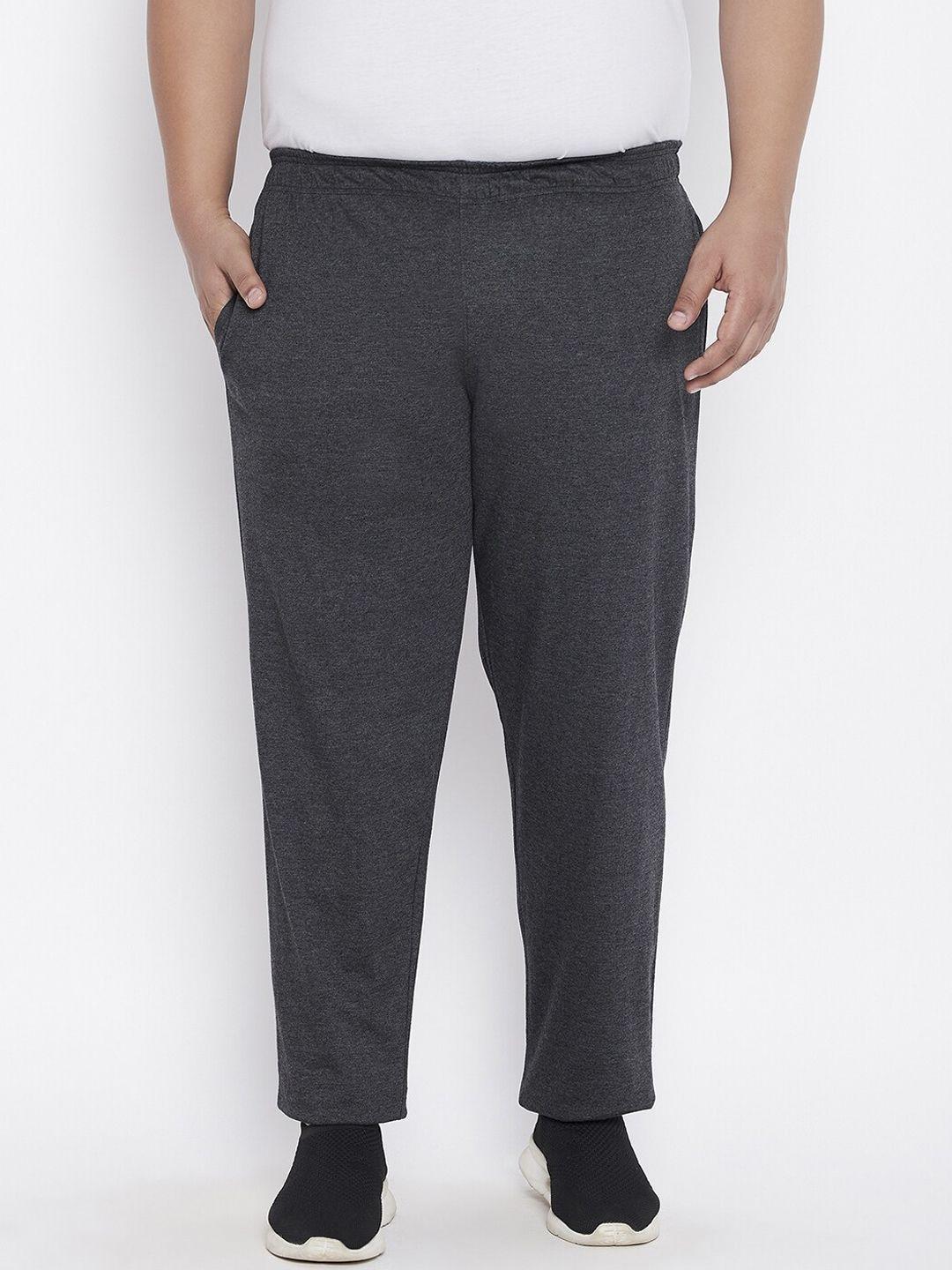 bigbanana plus size men charcoal grey solid trackpant