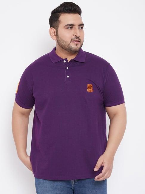 bigbanana purple cotton regular fit plus size polo t-shirts