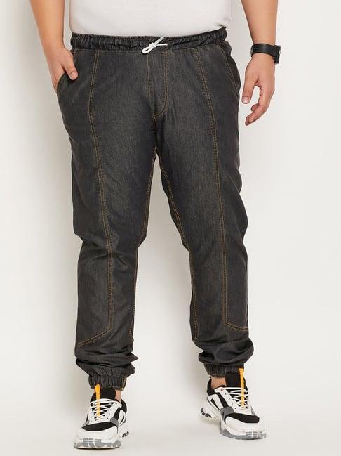 bigbanana shine black cotton regular fit trousers