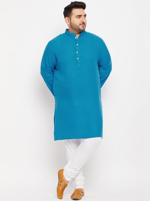 bigbanana sky blue regular fit kurta