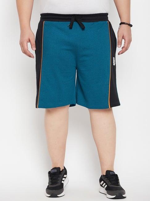 bigbanana teal regular fit colour block shorts