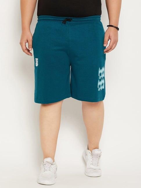 bigbanana teal regular fit printed shorts