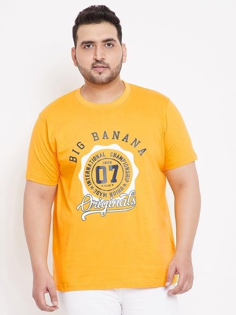 bigbanana yellow cotton regular fit printed t-shirt