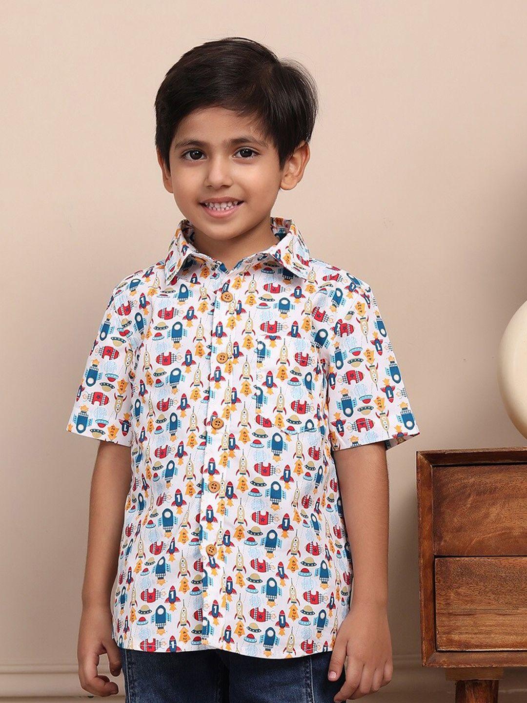 biglilpeople boys multicoloured straight printed casual shirt